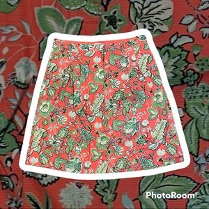 Liz Claiborne zipper pleated coral floral skirt with pockets sz 12